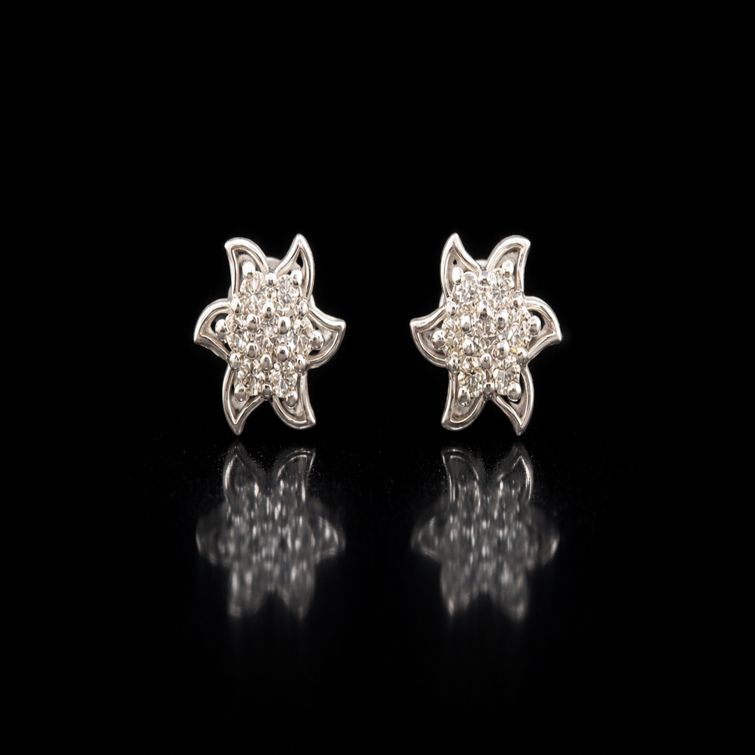 925 Sterling Silver Flower Starburst Stud Earrings - Brilliant Cluster Cubic Zirconia Tops for Women - Dainty Floral Silver Jewelry Gift