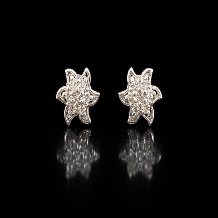 925 Sterling Silver Flower Starburst Stud Earrings - Brilliant Cluster Cubic Zirconia Tops for Women - Dainty Floral Silver Jewelry Gift