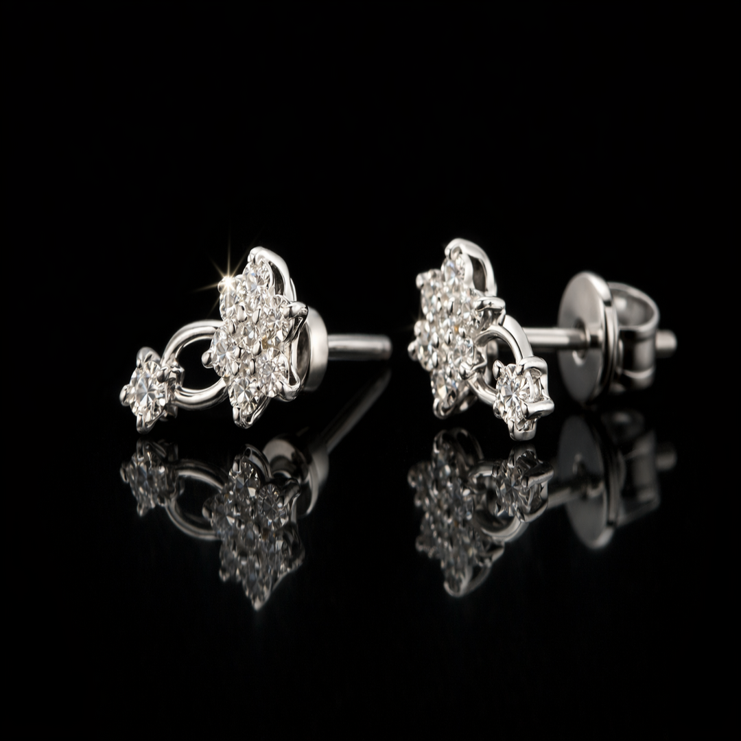 925 Sterling Silver Shooting Star Stud Earrings - Sparkling Cluster Floral Vine Tops for Women - Dainty Cubic Zirconia Celestial Jewelry