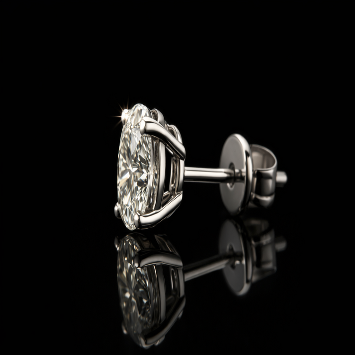 925 Sterling Silver Oval Cut Cubic Zirconia Stud Earrings - 4-Prong Solitaire Brilliant Sparkle Studs for Women - Hypoallergenic Jewelry