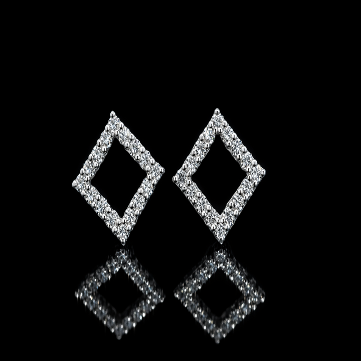 2-in-1 925 Sterling Silver Detachable Square Earrings - Sparkling CZ Interlocking Geometric Studs - Convertible Rhombus Jacket Earrings for Women