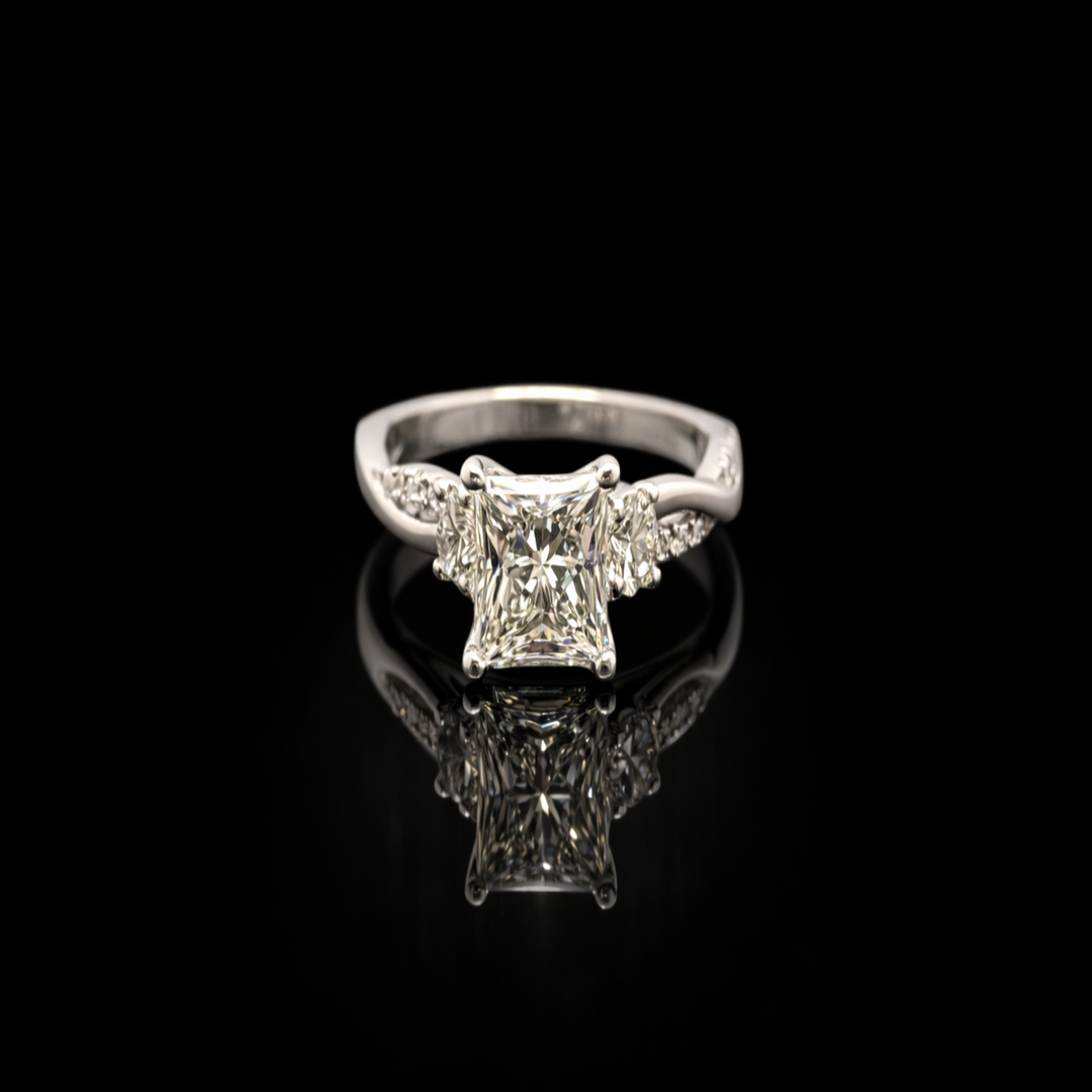 The Seraphina Twist: Princess-Cut Brilliance in Polished Sterling Silver – Modern Architectural Engagement Ring