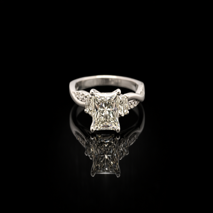 The Seraphina Twist: Princess-Cut Brilliance in Polished Sterling Silver – Modern Architectural Engagement Ring