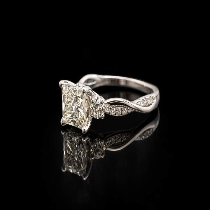 The Seraphina Twist: Princess-Cut Brilliance in Polished Sterling Silver – Modern Architectural Engagement Ring