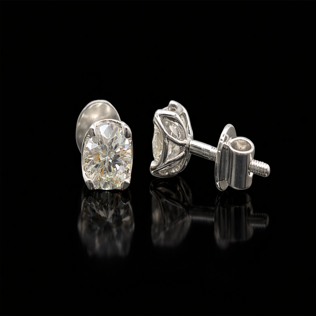 925 Sterling Silver Round Cut Solitaire Stud Earrings – Classic Sparkling Cubic Zirconia Studs