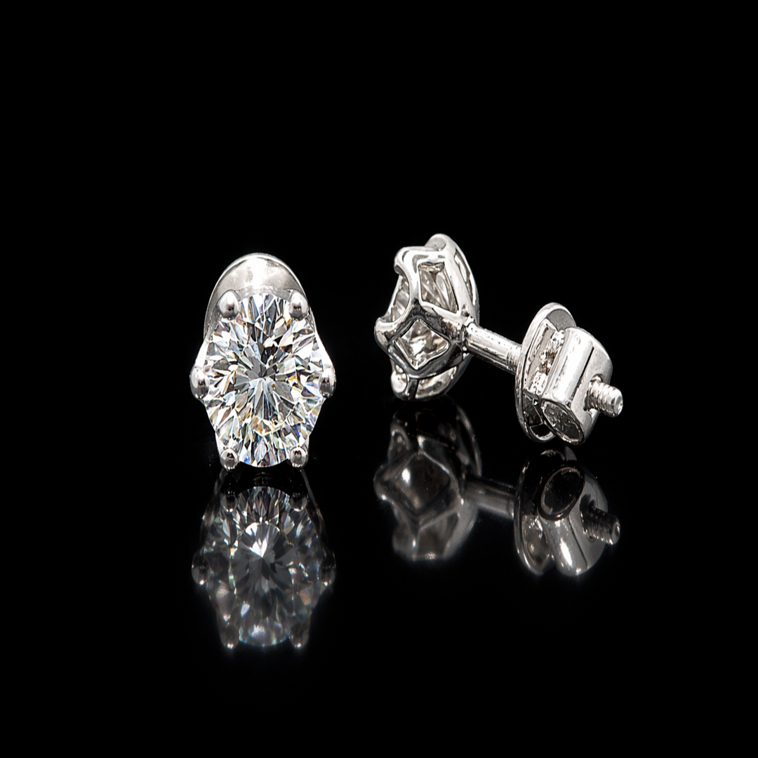 Sterling Silver Sparkling Cubic Zirconia Stud Earrings – 6-Prong Daily Wear Jewelry for Women