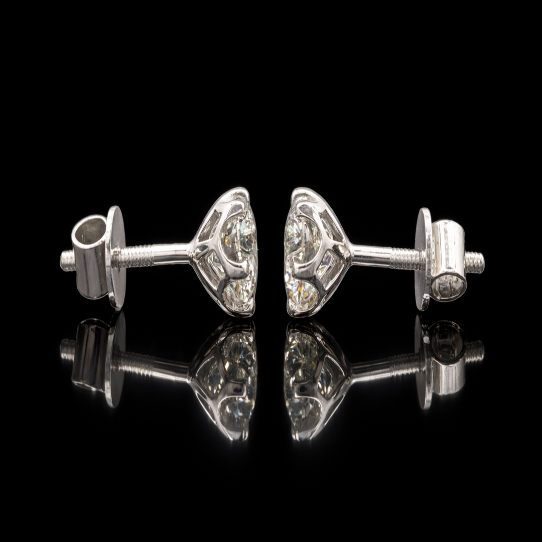 Sterling Silver Sparkling Cubic Zirconia Stud Earrings – 6-Prong Daily Wear Jewelry for Women