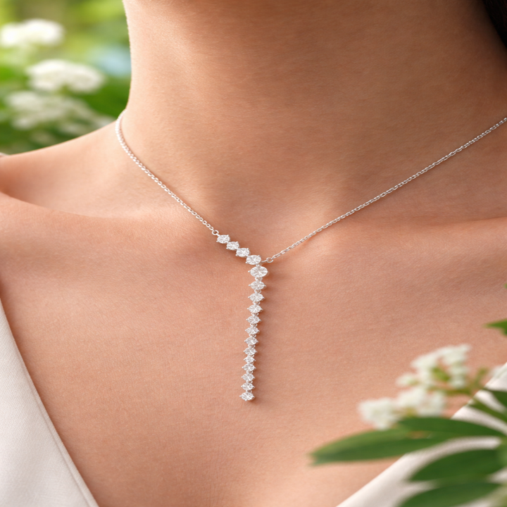 Silver Starry Drop Necklace Made With Pure 925 Silver