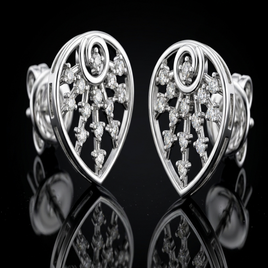 925 Sterling Silver Radiant Sunburst Stud Earrings for Women | Brilliant Cubic Zirconia Teardrop Design