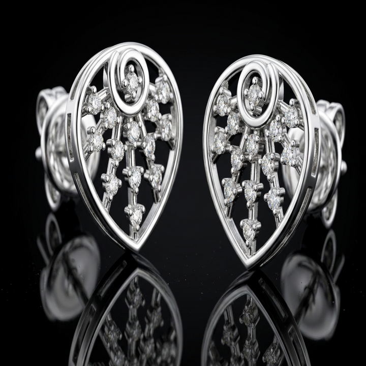925 Sterling Silver Radiant Sunburst Stud Earrings for Women | Brilliant Cubic Zirconia Teardrop Design