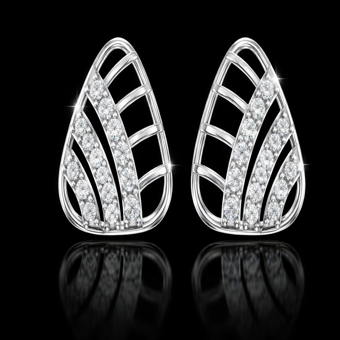 Luminous Pavilion Silver Studs – Sophisticated 925 Sterling Silver &amp; Pavé Crystal Shield Earrings