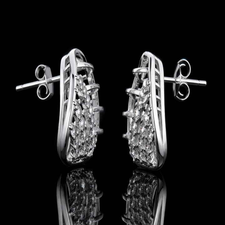 Luminous Pavilion Silver Studs – Sophisticated 925 Sterling Silver &amp; Pavé Crystal Shield Earrings