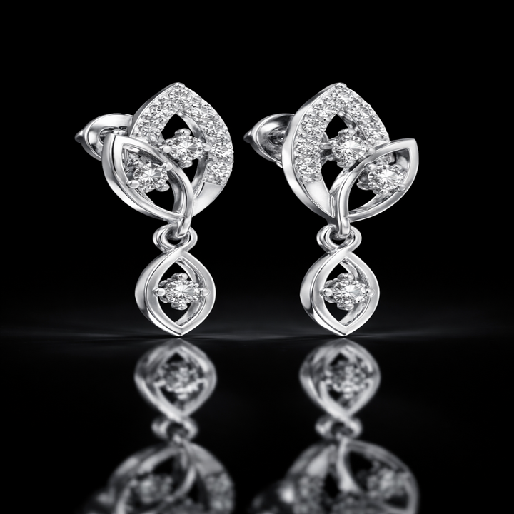 925 Sterling Silver Marquise Dangle Earrings | Elegant Double Leaf Drop Earrings with Brilliant CZ Accents