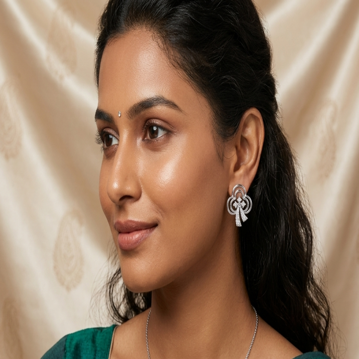 925 Sterling Silver Lucky Clover Stud Earrings | Radiant Three-Leaf Open-Work Earrings with Brilliant CZ Stones