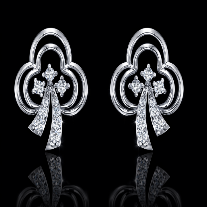 925 Sterling Silver Lucky Clover Stud Earrings | Radiant Three-Leaf Open-Work Earrings with Brilliant CZ Stones