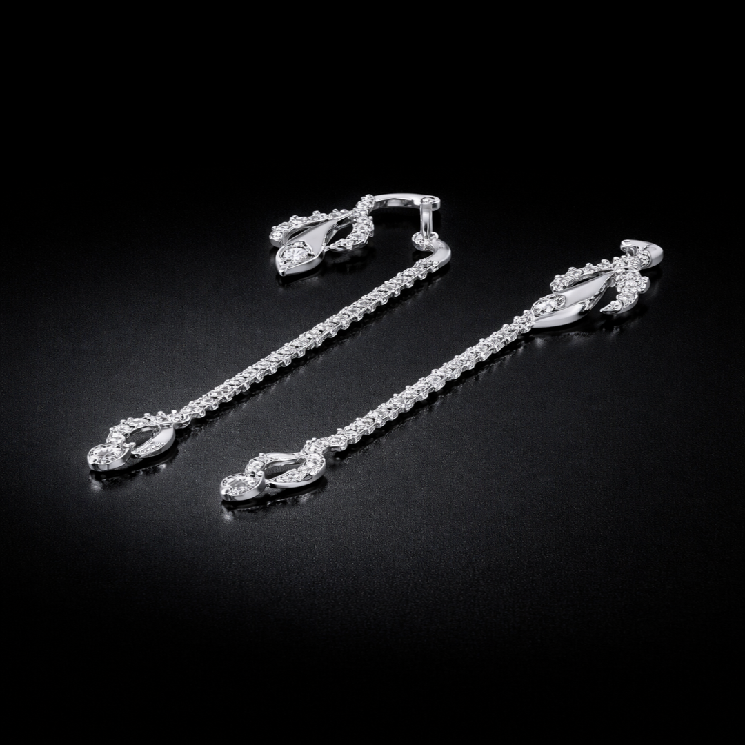 925 Sterling Silver Leaf Motif Sui Dhaga Earrings – Sparkling Petal Threaders