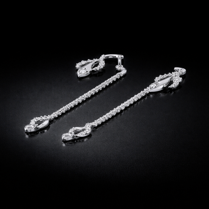 925 Sterling Silver Leaf Motif Sui Dhaga Earrings – Sparkling Petal Threaders