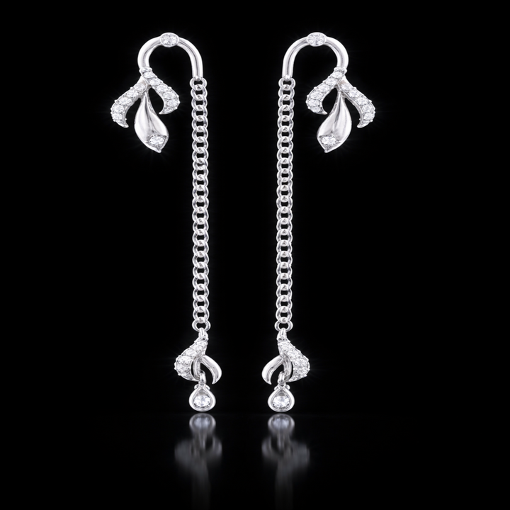 925 Sterling Silver Leaf Motif Sui Dhaga Earrings – Sparkling Petal Threaders