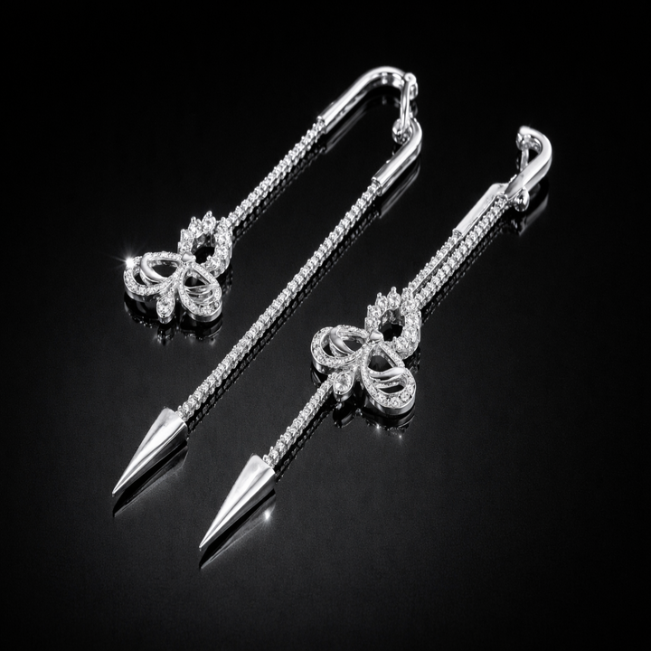 925 Sterling Silver Butterfly &amp; Spike Sui Dhaga – Modern Sparkling Threader Earrings