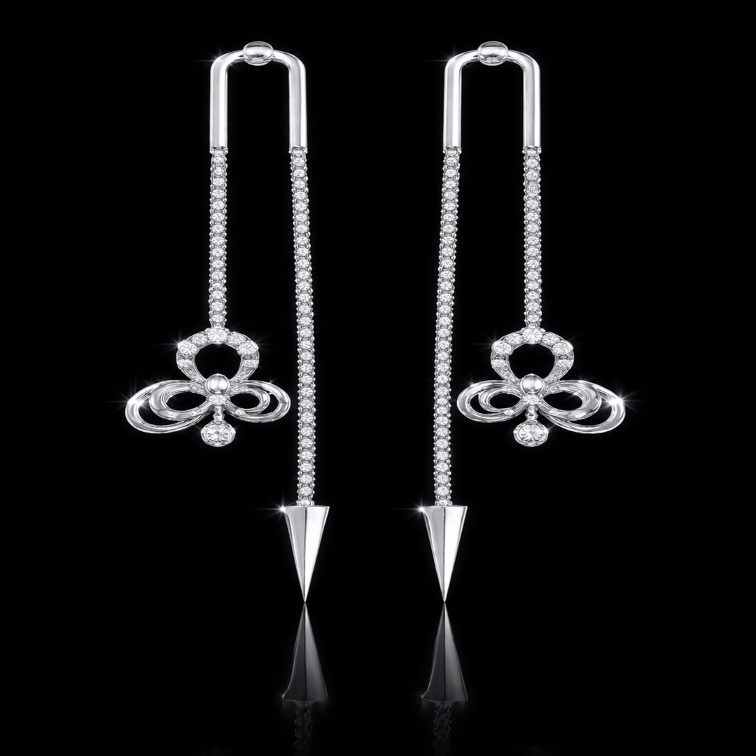 925 Sterling Silver Butterfly &amp; Spike Sui Dhaga – Modern Sparkling Threader Earrings