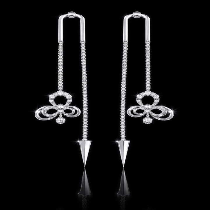 925 Sterling Silver Butterfly &amp; Spike Sui Dhaga – Modern Sparkling Threader Earrings