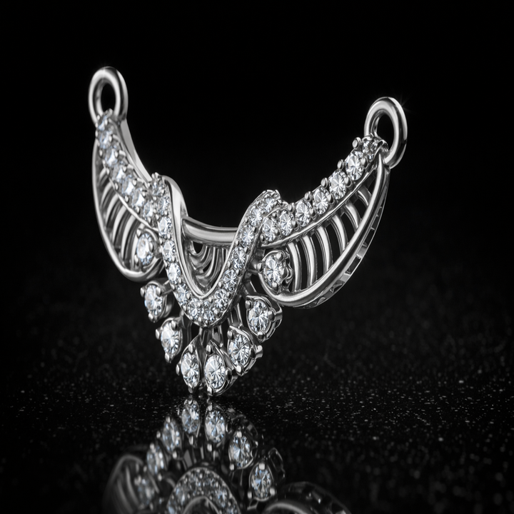 Sterling Silver Shimmering U-Shape Tanmaniya – Contemporary Designer Mangalsutra Pendant for Daily and Festive Wear
