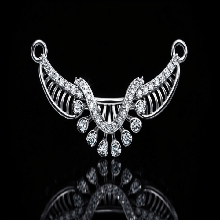 Sterling Silver Shimmering U-Shape Tanmaniya – Contemporary Designer Mangalsutra Pendant for Daily and Festive Wear