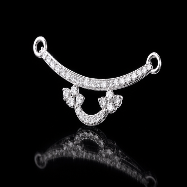 925 Sterling Silver Arched Tanmaniya Pendant – Sparkling CZ Double Crescent Mangalsutra Pendant for Women