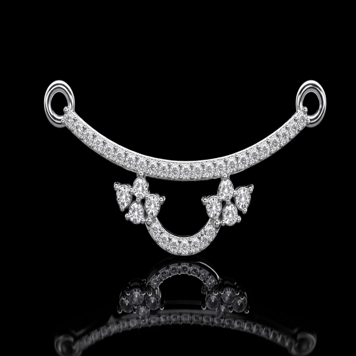 925 Sterling Silver Arched Tanmaniya Pendant – Sparkling CZ Double Crescent Mangalsutra Pendant for Women