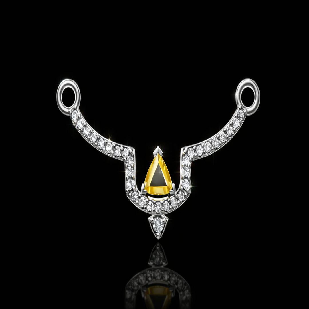 925 Silver Yellow Trillion Tanmaniya – Handcrafted Modern Mangalsutra Pendant with High-Shine Finish