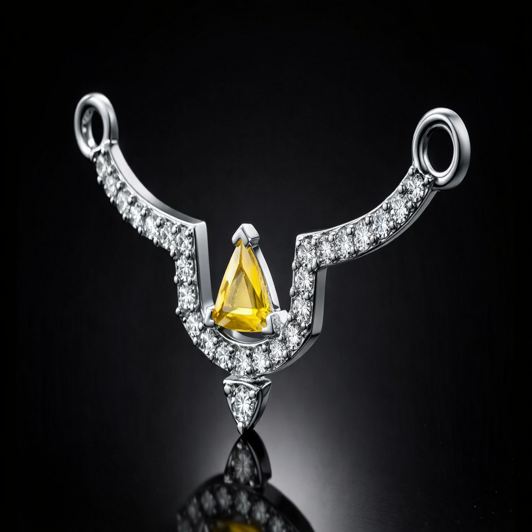 925 Silver Yellow Trillion Tanmaniya – Handcrafted Modern Mangalsutra Pendant with High-Shine Finish