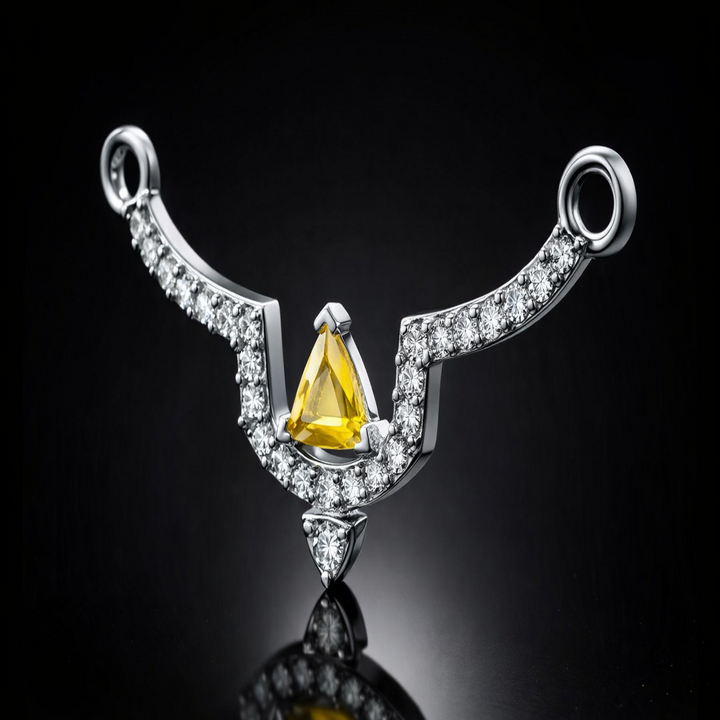 925 Silver Yellow Trillion Tanmaniya – Handcrafted Modern Mangalsutra Pendant with High-Shine Finish