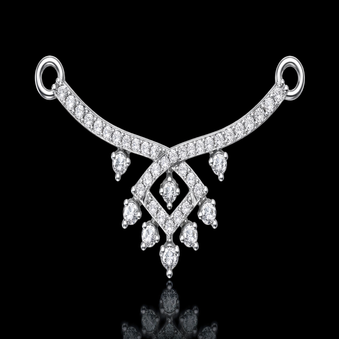 Sterling Silver Shimmering Lattice Tanmaniya – Contemporary Designer Mangalsutra Pendant with Geometric Sparkle