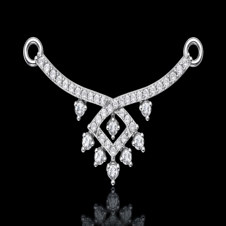 Sterling Silver Shimmering Lattice Tanmaniya – Contemporary Designer Mangalsutra Pendant with Geometric Sparkle