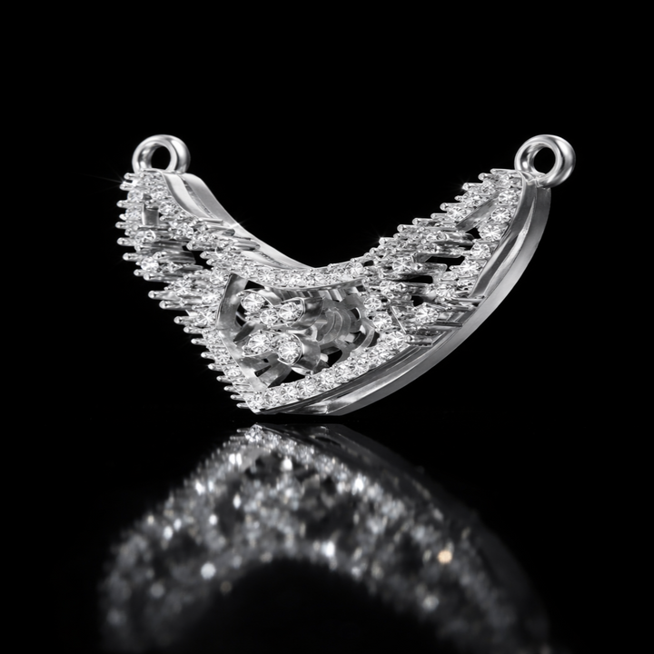 925 Sterling Silver Floral Lattice Tanmaniya Pendant – Sparkling CZ Tiered Filigree Mangalsutra Pendant for Women