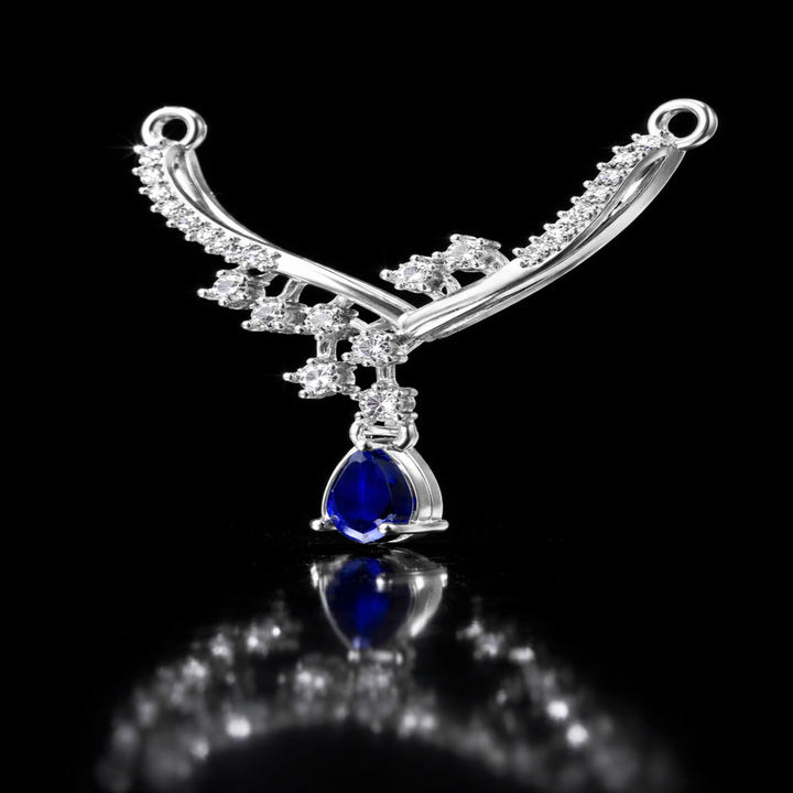 925 Sterling Silver Tiered Tanmaniya Pendant – Sparkling CZ Double Arc Mangalsutra Pendant for Women