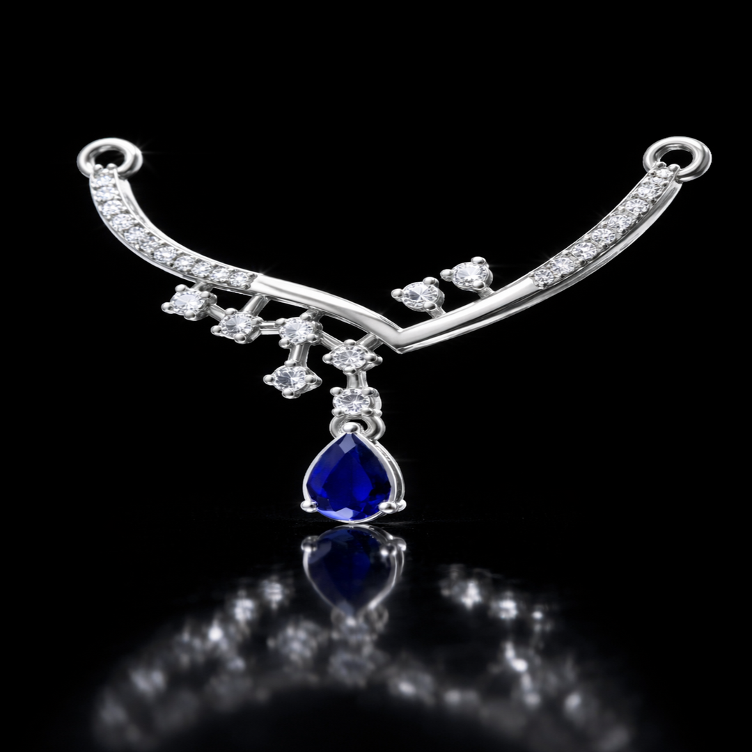 925 Sterling Silver Tiered Tanmaniya Pendant – Sparkling CZ Double Arc Mangalsutra Pendant for Women