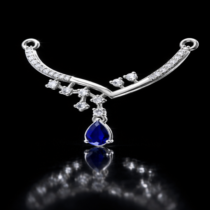 925 Sterling Silver Tiered Tanmaniya Pendant – Sparkling CZ Double Arc Mangalsutra Pendant for Women