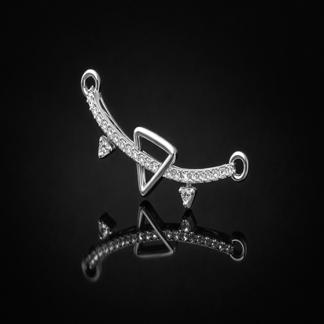925 Sterling Silver Geometric Chevron Tanmaniya Pendant – Sparkling CZ Square Cluster Mangalsutra Pendant for Women