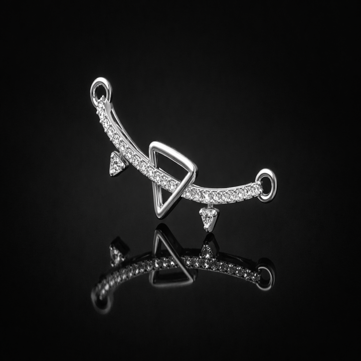 925 Sterling Silver Geometric Chevron Tanmaniya Pendant – Sparkling CZ Square Cluster Mangalsutra Pendant for Women