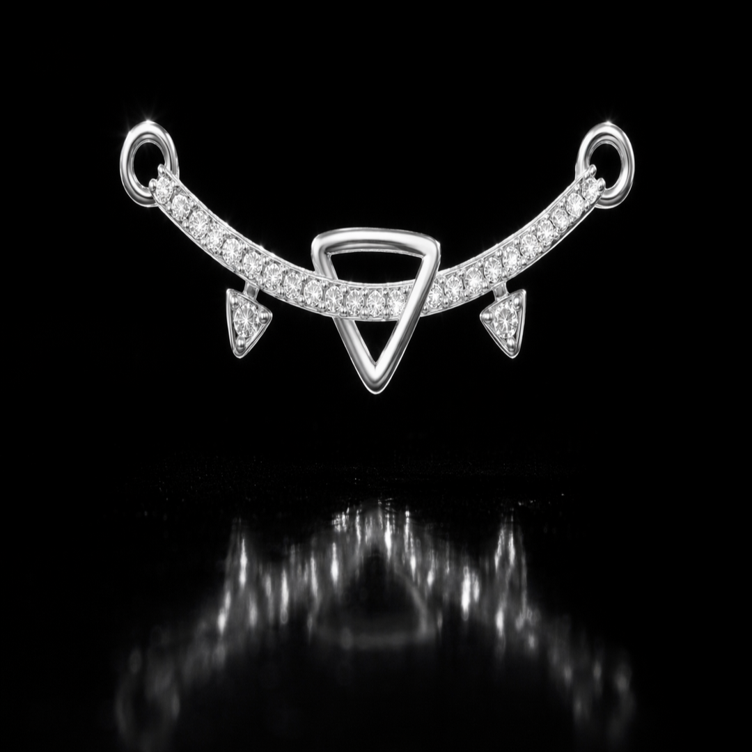 925 Sterling Silver Geometric Chevron Tanmaniya Pendant – Sparkling CZ Square Cluster Mangalsutra Pendant for Women