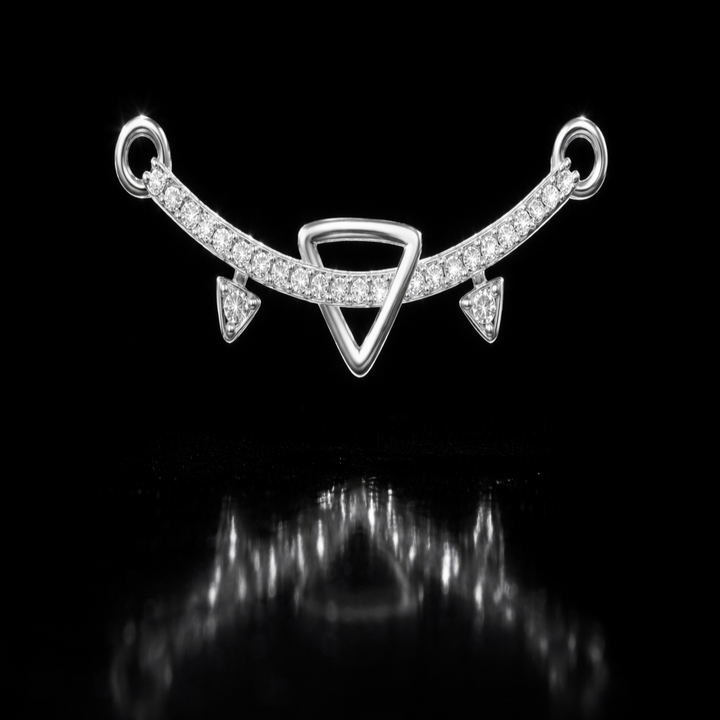 925 Sterling Silver Geometric Chevron Tanmaniya Pendant – Sparkling CZ Square Cluster Mangalsutra Pendant for Women