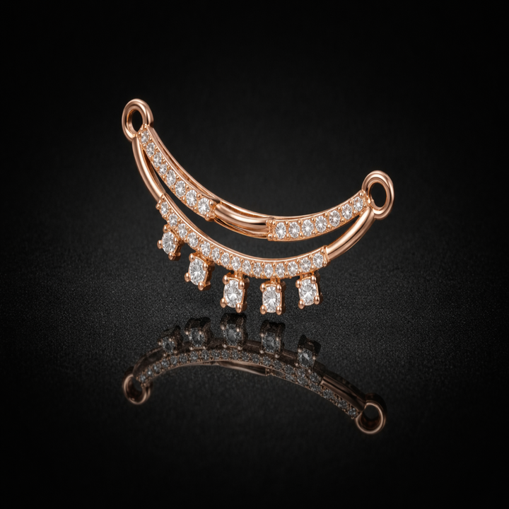 925 Sterling Silver Double Arc Tanmaniya Pendant – Sparkling CZ Cascading Mangalsutra Pendant for Women