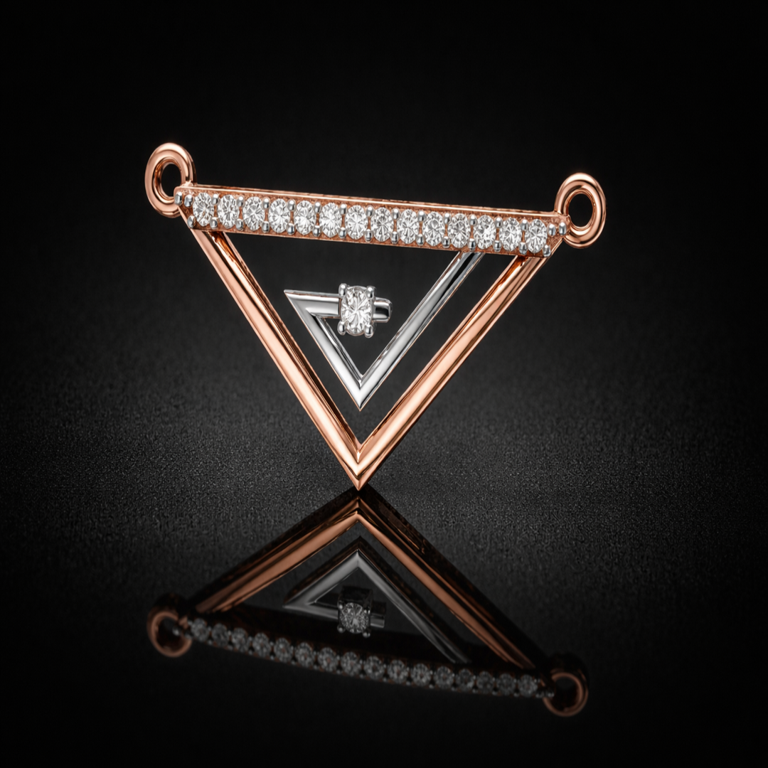 925 Sterling Silver Geometric Triangle Tanmaniya – Modern Minimalist Mangalsutra Pendant