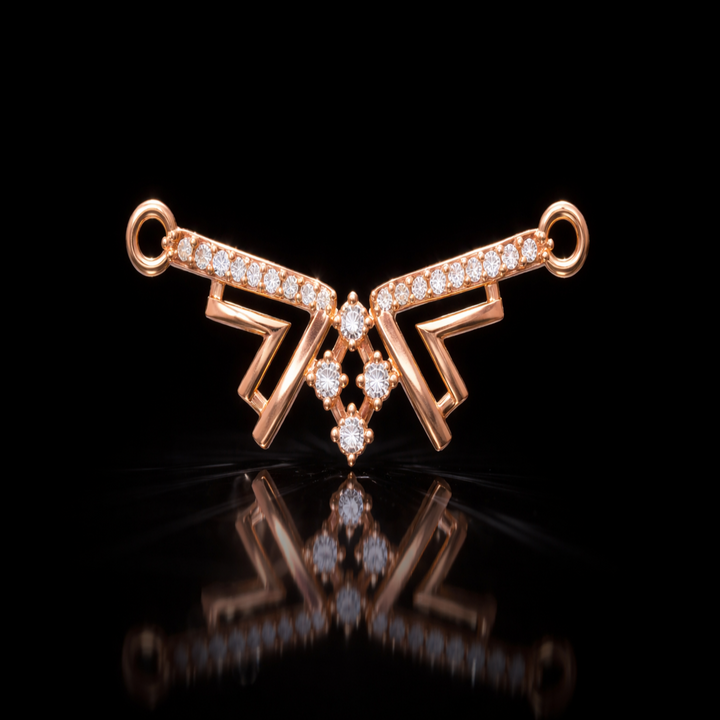 Silver Mangalsutra Pendant – Modern Chevron Style with Sparkling Center Motif