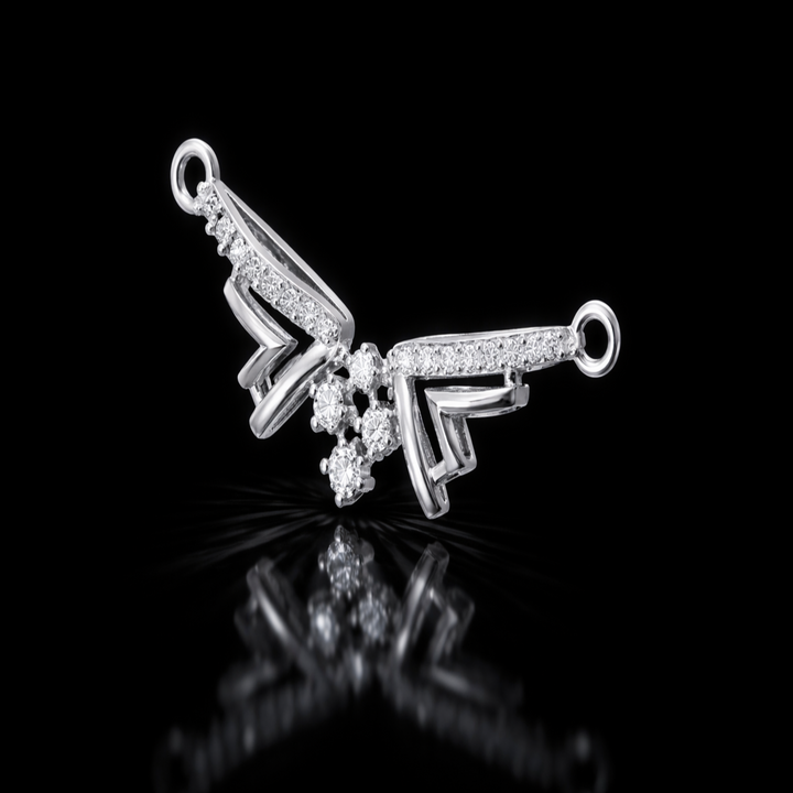 Silver Mangalsutra Pendant – Modern Chevron Style with Sparkling Center Motif