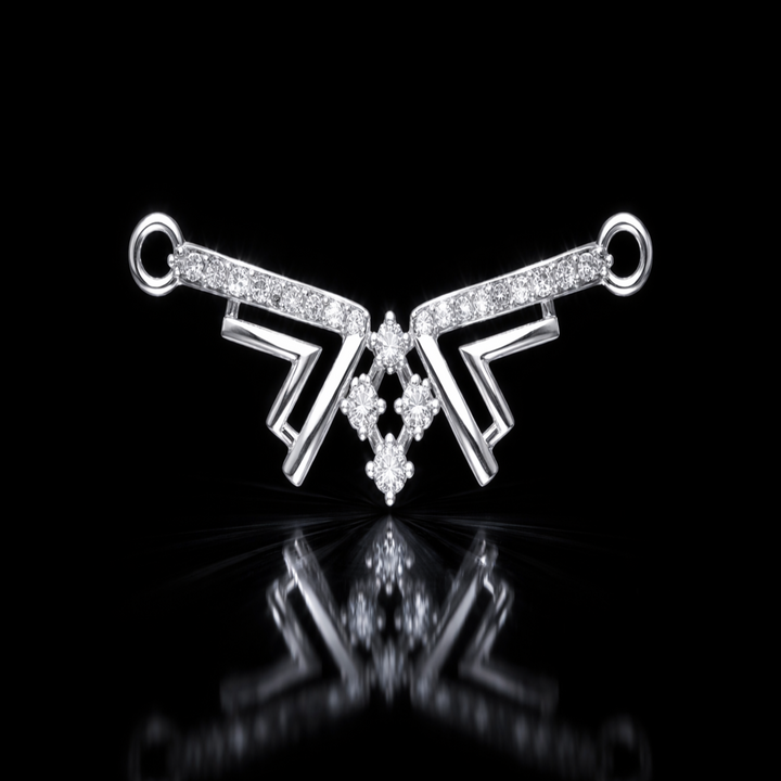 Silver Mangalsutra Pendant – Modern Chevron Style with Sparkling Center Motif