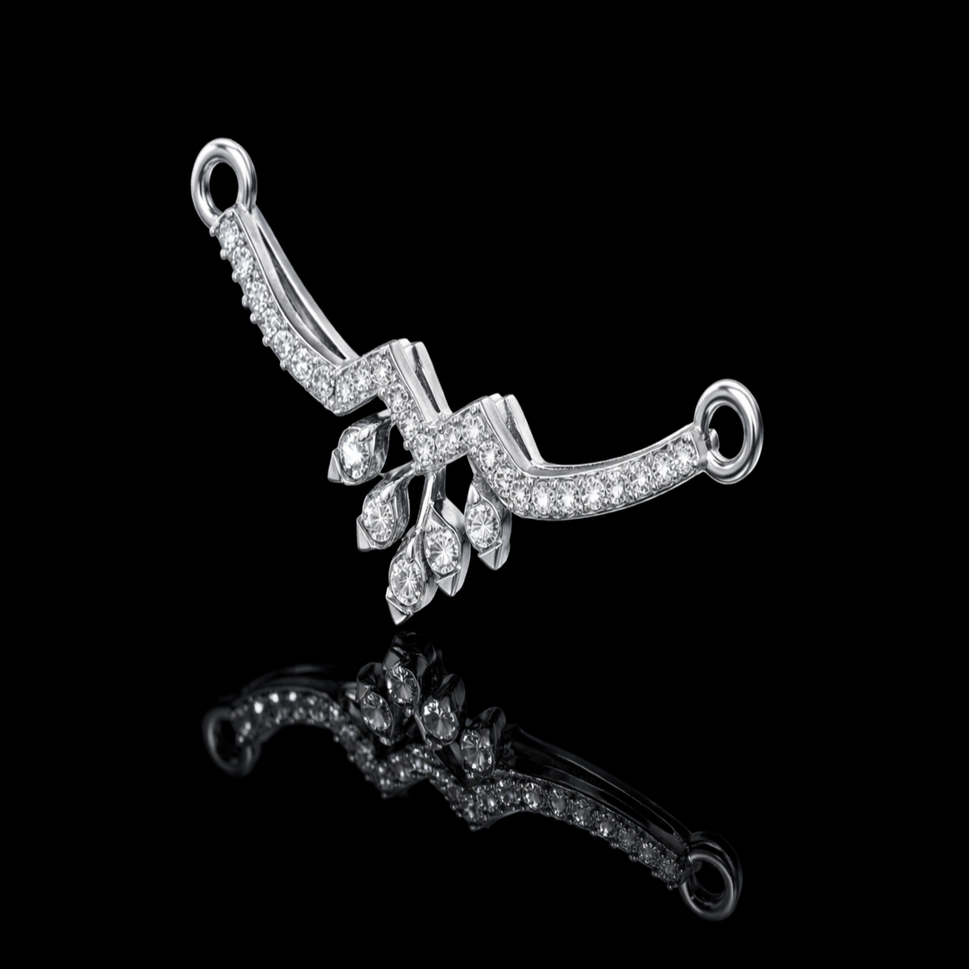 925 Sterling Silver Zig-Zag Petal Tanmaniya – Modern Sparkling Floral Mangalsutra Pendant