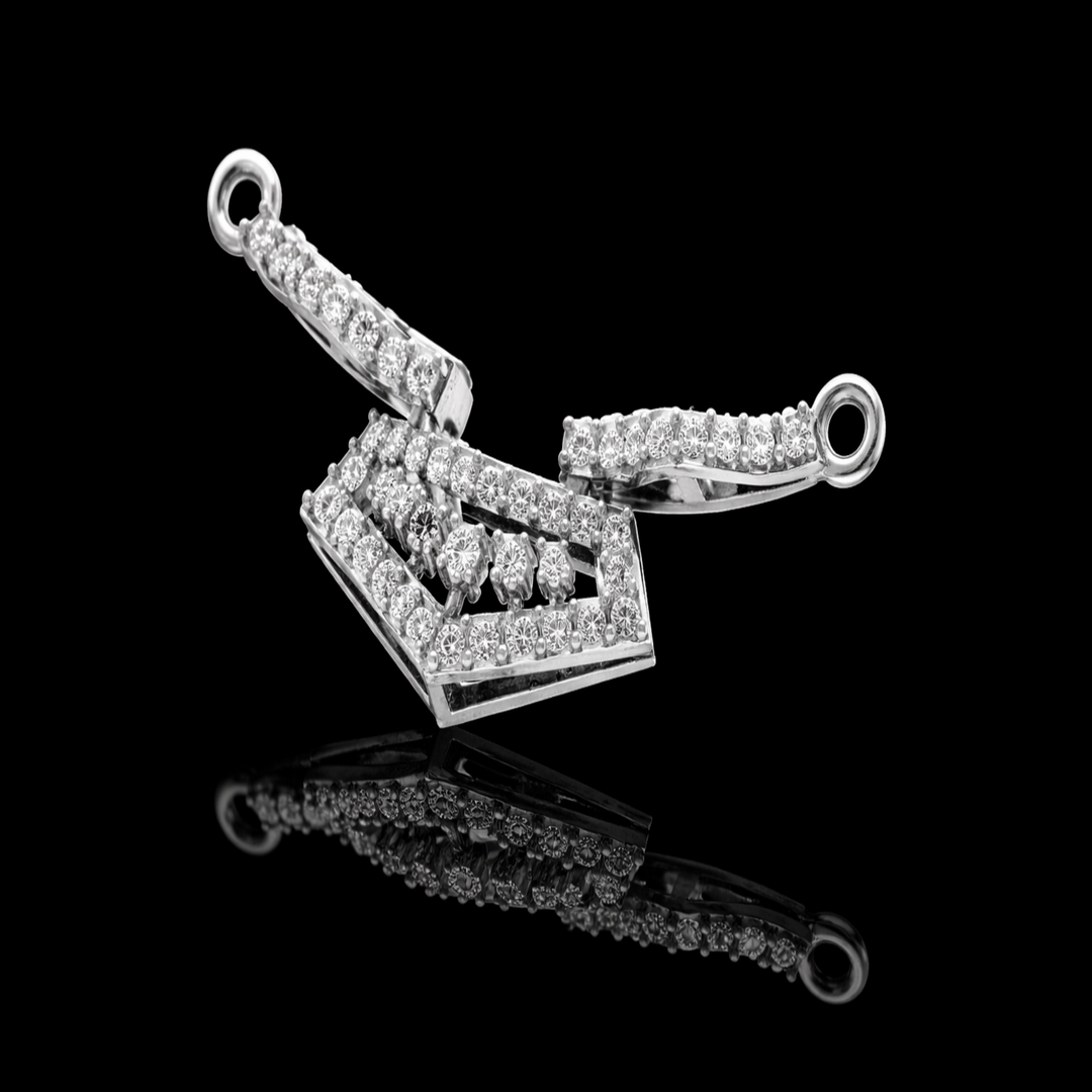 925 Sterling Silver Modern Geometric Shield Tanmaniya – Sparkling Pavé Mangalsutra Pendant