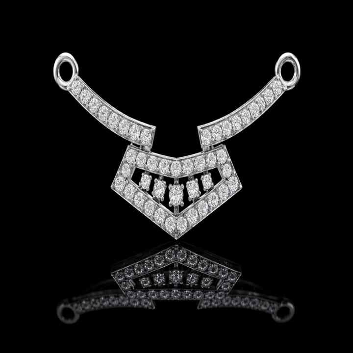 925 Sterling Silver Modern Geometric Shield Tanmaniya – Sparkling Pavé Mangalsutra Pendant